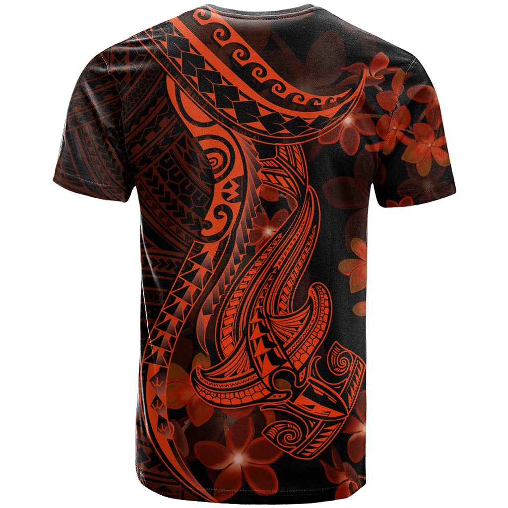 Red Polynesia T Shirt Shark Tattoo With Polynesian Plumeria - Wonder Print Shop