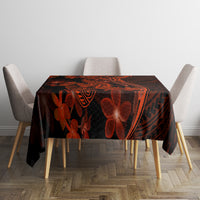 Red Polynesia Tablecloth Shark Tattoo With Polynesian Plumeria - Wonder Print Shop