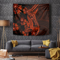 Red Polynesia Tapestry Shark Tattoo With Polynesian Plumeria - Wonder Print Shop