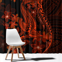 Red Polynesia Window Curtain Shark Tattoo With Polynesian Plumeria - Wonder Print Shop