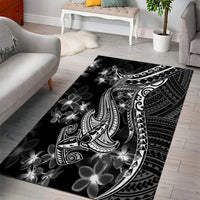 Black Polynesia Area Rug Shark Tattoo With Polynesian Plumeria - Wonder Print Shop