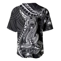 Black Polynesia Baseball Jersey Shark Tattoo With Polynesian Plumeria - Wonder Print Shop