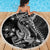 Black Polynesia Beach Blanket Shark Tattoo With Polynesian Plumeria - Wonder Print Shop