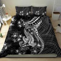 Black Polynesia Bedding Set Shark Tattoo With Polynesian Plumeria - Wonder Print Shop