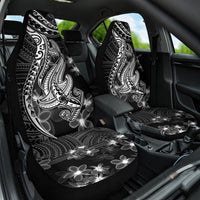 Black Polynesia Car Seat Cover Shark Tattoo With Polynesian Plumeria - Wonder Print Shop