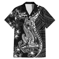 Black Polynesia Family Matching Mermaid Dress and Hawaiian Shirt Shark Tattoo With Polynesian Plumeria - Wonder Print Shop