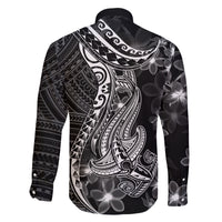 Black Polynesia Family Matching Puletasi Dress and Hawaiian Shirt Shark Tattoo With Polynesian Plumeria - Wonder Print Shop