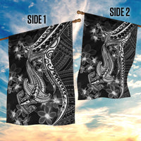 Black Polynesia Garden Flag Shark Tattoo With Polynesian Plumeria - Wonder Print Shop