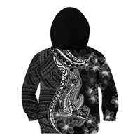 Black Polynesia Kid Hoodie Shark Tattoo With Polynesian Plumeria - Wonder Print Shop