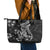 Black Polynesia Leather Tote Bag Shark Tattoo With Polynesian Plumeria - Wonder Print Shop