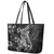 Black Polynesia Leather Tote Bag Shark Tattoo With Polynesian Plumeria - Wonder Print Shop