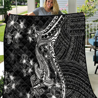 Black Polynesia Quilt Shark Tattoo With Polynesian Plumeria - Wonder Print Shop