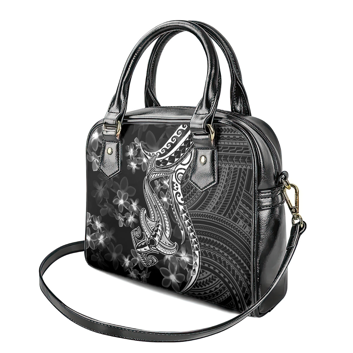 black-polynesia-shoulder-handbag-shark-tattoo-with-polynesian-plumeria