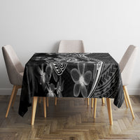 Black Polynesia Tablecloth Shark Tattoo With Polynesian Plumeria - Wonder Print Shop