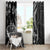 Black Polynesia Window Curtain Shark Tattoo With Polynesian Plumeria - Wonder Print Shop