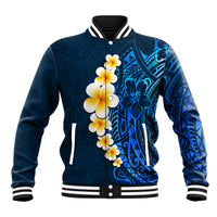Blue Polynesia Baseball Jacket Plumeria Tropical Leaves With Galaxy Polynesian Art - Wonder Print Shop