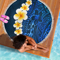 Blue Polynesia Beach Blanket Plumeria Tropical Leaves With Galaxy Polynesian Art - Wonder Print Shop