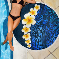 Blue Polynesia Beach Blanket Plumeria Tropical Leaves With Galaxy Polynesian Art - Wonder Print Shop