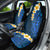 Blue Polynesia Car Seat Cover Plumeria Tropical Leaves With Galaxy Polynesian Art - Wonder Print Shop