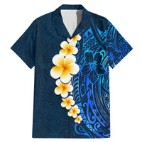 Blue Polynesia Family Matching Mermaid Dress and Hawaiian Shirt Plumeria Tropical Leaves With Galaxy Polynesian Art - Wonder Print Shop