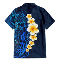 Blue Polynesia Family Matching Mermaid Dress and Hawaiian Shirt Plumeria Tropical Leaves With Galaxy Polynesian Art - Wonder Print Shop