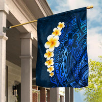 Blue Polynesia Garden Flag Plumeria Tropical Leaves With Galaxy Polynesian Art - Wonder Print Shop