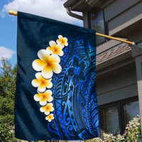Blue Polynesia Garden Flag Plumeria Tropical Leaves With Galaxy Polynesian Art - Wonder Print Shop