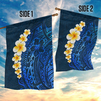 Blue Polynesia Garden Flag Plumeria Tropical Leaves With Galaxy Polynesian Art - Wonder Print Shop