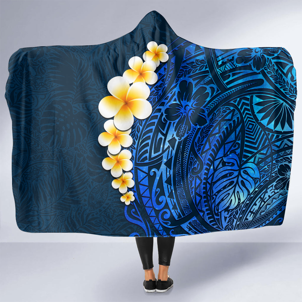 blue-polynesia-hooded-blanket-plumeria-tropical-leaves-with-galaxy-polynesian-art