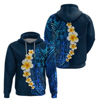 Blue Polynesia Hoodie Plumeria Tropical Leaves With Galaxy Polynesian Art - Wonder Print Shop