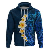 Blue Polynesia Hoodie Plumeria Tropical Leaves With Galaxy Polynesian Art - Wonder Print Shop