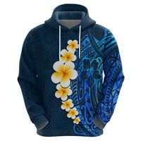 Blue Polynesia Hoodie Plumeria Tropical Leaves With Galaxy Polynesian Art - Wonder Print Shop