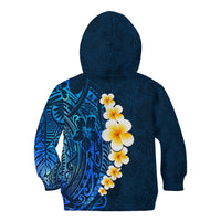 Blue Polynesia Kid Hoodie Plumeria Tropical Leaves With Galaxy Polynesian Art - Wonder Print Shop