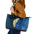 Blue Polynesia Leather Tote Bag Plumeria Tropical Leaves With Galaxy Polynesian Art - Wonder Print Shop