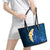 Blue Polynesia Leather Tote Bag Plumeria Tropical Leaves With Galaxy Polynesian Art - Wonder Print Shop