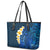 Blue Polynesia Leather Tote Bag Plumeria Tropical Leaves With Galaxy Polynesian Art - Wonder Print Shop