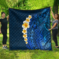 Blue Polynesia Quilt Plumeria Tropical Leaves With Galaxy Polynesian Art - Wonder Print Shop