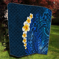 Blue Polynesia Quilt Plumeria Tropical Leaves With Galaxy Polynesian Art - Wonder Print Shop