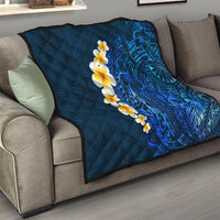 Blue Polynesia Quilt Plumeria Tropical Leaves With Galaxy Polynesian Art - Wonder Print Shop