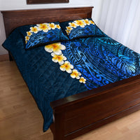 Blue Polynesia Quilt Bed Set Plumeria Tropical Leaves With Galaxy Polynesian Art - Wonder Print Shop