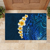 Blue Polynesia Rubber Doormat Plumeria Tropical Leaves With Galaxy Polynesian Art - Wonder Print Shop