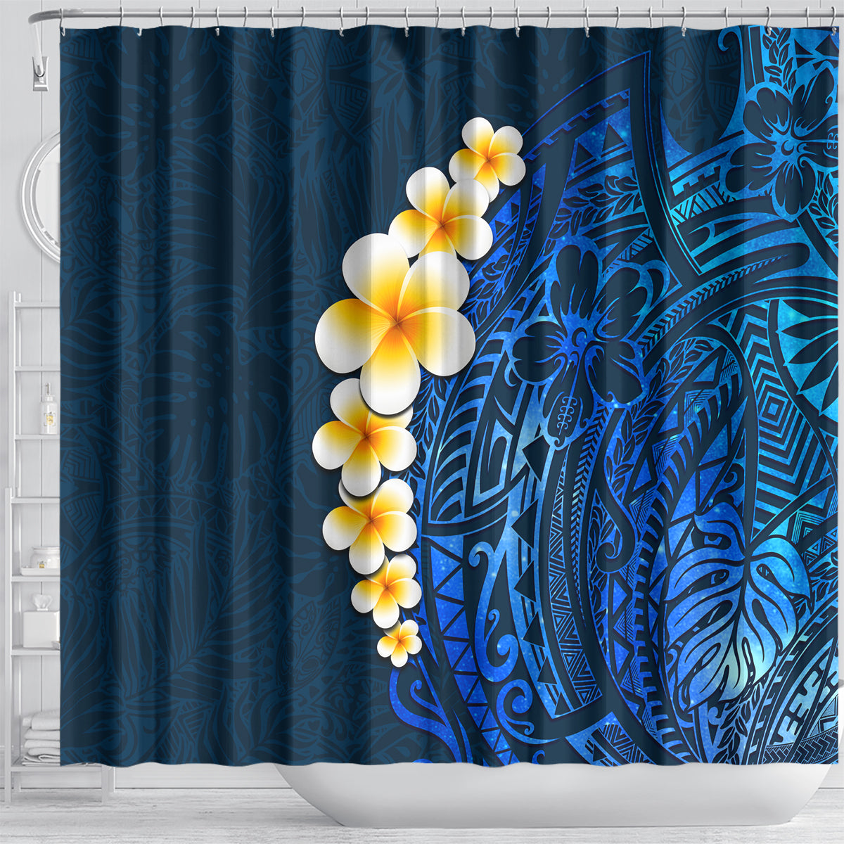 blue-polynesia-shower-curtain-plumeria-tropical-leaves-with-galaxy-polynesian-art
