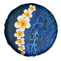 Blue Polynesia Spare Tire Cover Plumeria Tropical Leaves With Galaxy Polynesian Art - Wonder Print Shop