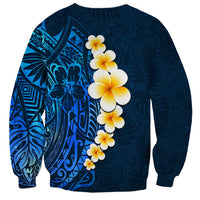 Blue Polynesia Sweatshirt Plumeria Tropical Leaves With Galaxy Polynesian Art - Wonder Print Shop