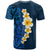 Blue Polynesia T Shirt Plumeria Tropical Leaves With Galaxy Polynesian Art - Wonder Print Shop