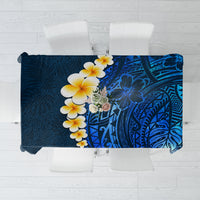 Blue Polynesia Tablecloth Plumeria Tropical Leaves With Galaxy Polynesian Art - Wonder Print Shop