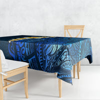 Blue Polynesia Tablecloth Plumeria Tropical Leaves With Galaxy Polynesian Art - Wonder Print Shop