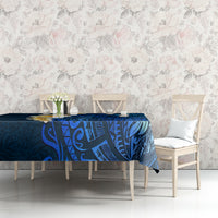 Blue Polynesia Tablecloth Plumeria Tropical Leaves With Galaxy Polynesian Art - Wonder Print Shop