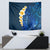 Blue Polynesia Tapestry Plumeria Tropical Leaves With Galaxy Polynesian Art - Wonder Print Shop