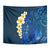 Blue Polynesia Tapestry Plumeria Tropical Leaves With Galaxy Polynesian Art - Wonder Print Shop
